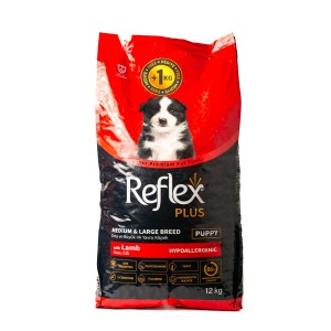Reflex Plus Puppy Medium and Large Breed Dry Dog Food, Lamb Recipe, 12kg