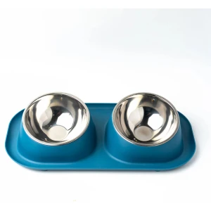 Double Bowls with Stainless plate for Cat & Dog